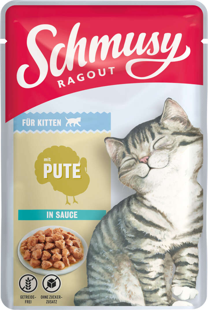 SCHMUSY Katzen-Nassfutter Ragout für Kitten mit Pute in Sauce